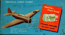 Vintage Ink Blotter Ad - America&#39;s Finest Planes &amp; America&#39;s Finest Bread BK30 - £7.91 GBP