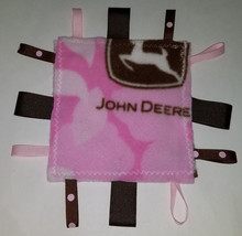 John Deere Tags Girls Pink Lovey Dots Ribbons HANDMADE Small Security Blanket - £9.94 GBP
