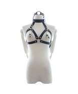 PU Leather Collar Bra Underwear with Mouth Gag with Nipple Clamps - $35.00