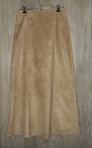 Vintage Liz Claiborne Skirt 4 Long Micro Suede Tan Khaki Lined Ultra Suede - $24.99