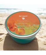 Pier 1 Imports Sunset Citrus Scented 3-wick Candle Teal Glass RARE NEW - $34.99