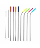Reusable Straws Metal Straws with silicone Tip 10 pcs with brush Stainle... - $11.25