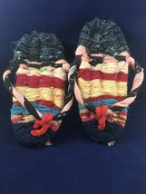 Vintage Rustic Asian Style Sip On Sandals Cloth And Rope Handmade - £1.57 GBP