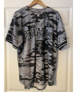 Pittsburgh Pirates Majestic Men&#39;s button up black and gray camo shirt si... - $43.46 CAD