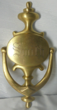 MCM Vintage Heavy Brass Door Knocker Engraved &quot;Smith&quot; For Salvage or Rep... - £9.60 GBP