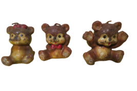 Vintage Set Of 3 Russ Berrie Collectible Bear Candles 2.5&quot;Tall #2305 Hon... - £15.76 GBP