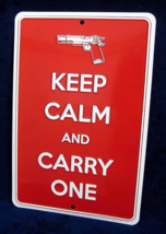 Keep Calm &amp; Carry -*US Made* Embossed Sign -2nd Amend Man Cave Garage Wall Decor - £12.58 GBP