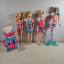 Barbie Doll Lot of 5 Tennis, Dolphin, Swimming, Mermaid, Life Guard Chair - £17.19 GBP