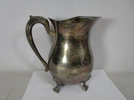 Vintage B &amp; W Silver Plate Brass Footed Water Pitcher with Ice Lip 8 1/2... - $29.69