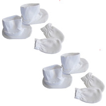 Bambini One Size Unisex Infant Booties &amp; Mitten Set White (Pack of 2) 100% Cotto - £14.46 GBP