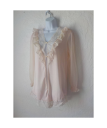 Vintage Undercover Wear Pink Sheer Lace Kimono Robe Slip Size Medium Mad... - £19.46 GBP