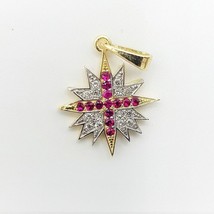 0.40 Ct Round cut Simulated Ruby Bethlehem Cross Pendant 14K Yellow Gold Plated - £58.51 GBP