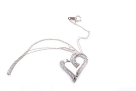 10K White Gold Diamond Accent Heart Necklace - £154.78 GBP