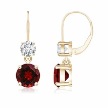 Authenticity Guarantee 
ANGARA Round Garnet Leverback Dangle Earrings with Di... - £2,492.87 GBP