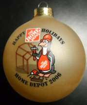 Home Depot 2006 Christmas Ornament Glass Bulb Penguin with Hard Hat Tool... - $6.99