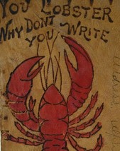 Leather Postcard You Lobster Why Don&#39;t You Write Vintage Antique Original Iowa - £27.16 GBP