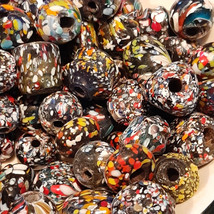 Venetian Style Crumb-Glass Beads 8mm - 14mm Varying Sizes, Large Hole (10) - $6.44