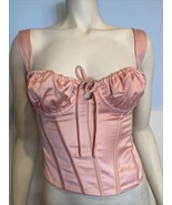 NWT White Fox Lotus Love Bustier Blush Pink Wide Strap Back Zip Size S - £22.06 GBP