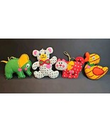 VTG Bucilla 4 Animals Felt Jeweled Beaded Sequin Christmas Ornaments 2111 - $110.70 CAD