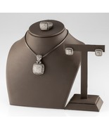 Sterling Silver Jewelry Set Ring, Earrings, Pendant with CZs Cable Design - $16,793.64 MXN