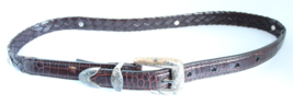 Vintage Brighton Brown Concho Braided Leather Belt ~S~ 97009 - £7.46 GBP