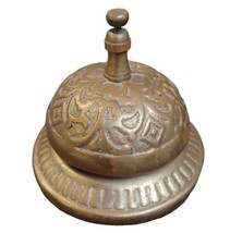 Vintage Bell Service Hotel Counter Desk Dull Brass Call Ornate Reception Patina - £15.44 GBP