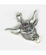 Taurus Charm Sterling Silver Pendant w/Natural Amethyst &amp; Red Garnet Gem... - $371.10