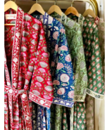 Floral Printed Cotton Bathrobe Long Kimono Sleepwear Beach Robe - €22,81 EUR