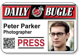 Peter Parker Photographer From The Movie Spiderman Pin Fastener Name Badge Hallo - £12.53 GBP