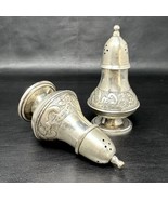Silver Plated Salt Pepper Shakers Handworked Boho Chic Granny-core Vintage - £32.80 GBP