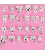72 Pendant Bails Jewelry Hangers Shiny Silver Hang Charms Assorted Lot M... - $30.92 CAD