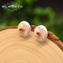 GLSEEVO Natural Fresh Water Baroque Round White   Stud Earrings For Women Bride  - £18.46 GBP