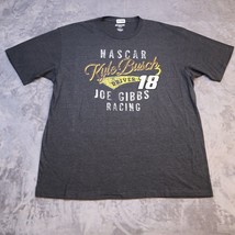 Nascar Racing Kyle Busch TShirt Mens XL Gray Casual Nascar Joe Gribbs #18 - £17.44 GBP