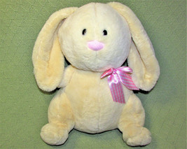 14&quot; Animal Adventure Yellow Cream Bunny Soft Plush Pink Ribbon Large Stuffed Toy - £14.60 GBP