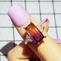 2021 New Luxury Rose Gold Purple Color Engagement Ring For Women Lady Anniversar - £9.51 GBP