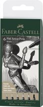Faber-Castell F167116 Pitt Artist Pen Wallet of 6 with Assorted Tips - Black - $16.41