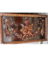 Large Carved Wood Wooden Carving Cherub Putti Winged Angel Wall Plaque P... - $12,313.80 MXN