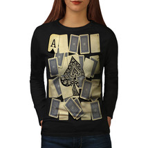 Wellcoda Ace of Spades Card Womens Long Sleeve T-shirt, Gamble Casual Design - £18.96 GBP