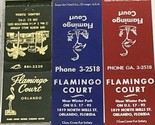 Lot Of 3 Matchbook Covers  Flamingo Court  Orlando, FL  gmg  foxing - $19.80