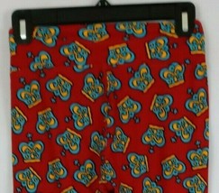 New LuLaRoe One Size Leggings Red With Blue &amp; Gold Crowns Design - £12.19 GBP