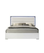 KENZO Modern Full Bed - Wood, LED Headboard &amp; Bookshelf in Gray - $1,664.99 CAD