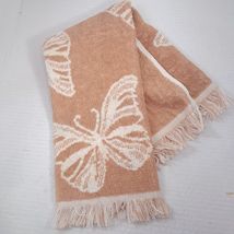 Vintage West Point Lady Pepperell Butterfly bath hand towel brown cream ... - $15.00