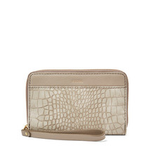 Fossil Jori RFID Multifunction Wristlet Gray Crocodile Embossed Wallet NWT FS - £14.23 GBP