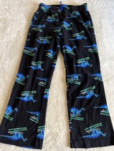 Old Navy Boys Black Blue Dinosaurs Green Skiing Fleece Pajama Pants 8 - £5.46 GBP