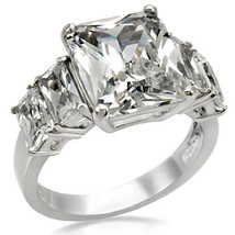 11Ct Radiant Cut Simulated Diamond 5 Stone Stainless Steel Bridal Wedding Ring - £53.26 GBP