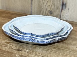 Set of 3 Vintage Chinese Hand Painted/Stamped Blue &amp;  White Porcelain Dishes - £55.31 GBP