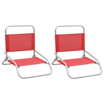 Folding Beach Chairs 2 pcs Red Fabric - £42.34 GBP