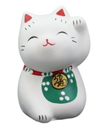 Japanese Lucky Charm Beckoning Cat White Maneki Neko With Baby Bib Mini ... - £8.68 GBP