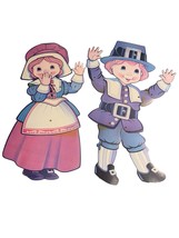 VTG 1986 Beistle Thanksgiving Die Cut Decorations Jointed Pilgrim 25&quot; Gi... - $195.21 MXN