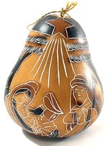 Beautiful Wood Burned Gourd Nativity Scene Ornament 3” - $190.14 MXN